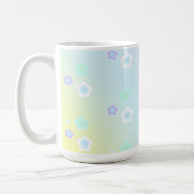 Blue Flower floral Gradient colourful Pattern Coffee Mug (Left)