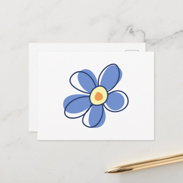 Blue Flower, Flower Blossom, Flower In Bloom Postcard (Front/Back In Situ)