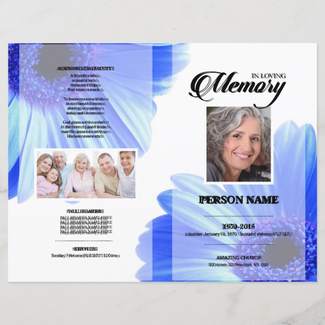 Blue Flower Funeral Template (Front)