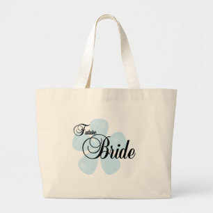 Blue Flower Future Bride Large Tote Bag