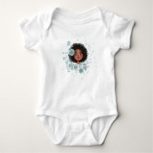 Blue flower girl, blue splash white t-shirt