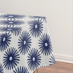 Blue Flower Graphic Pattern Tablecloth