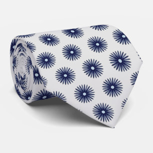 Blue Flower Graphic Pattern Tie