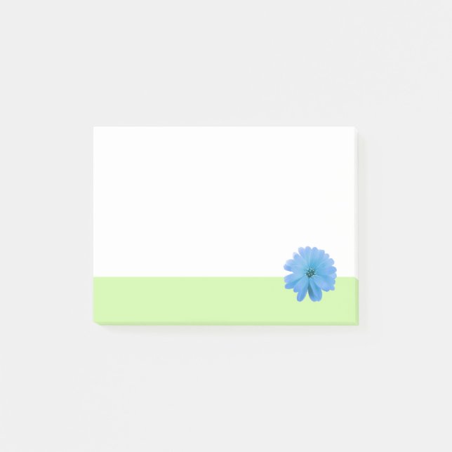 Blue Flower Green Border Post-it Notes (Front)