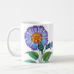 Blue Flower Halftone Fine Art Coffee Mug