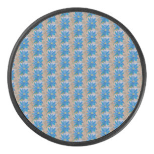 Blue Flower  Hockey Puck