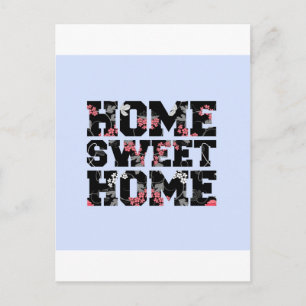 blue flower home sweet home design postcard