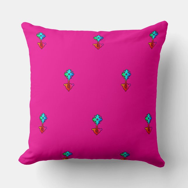 Blue Flower Hot Pink Accent Sofa                   Cushion (Front)