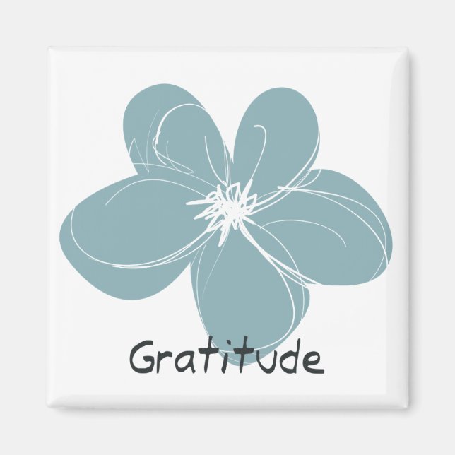 Blue Flower Inspirational Gratitude Magnet (Front)
