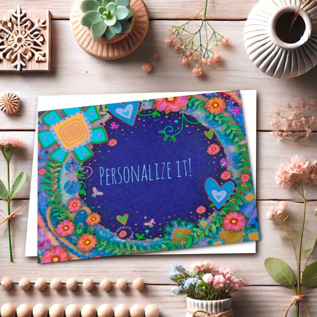 Blue Flower Inspirivity Floral Customisable Fun Card (Creator Uploaded)