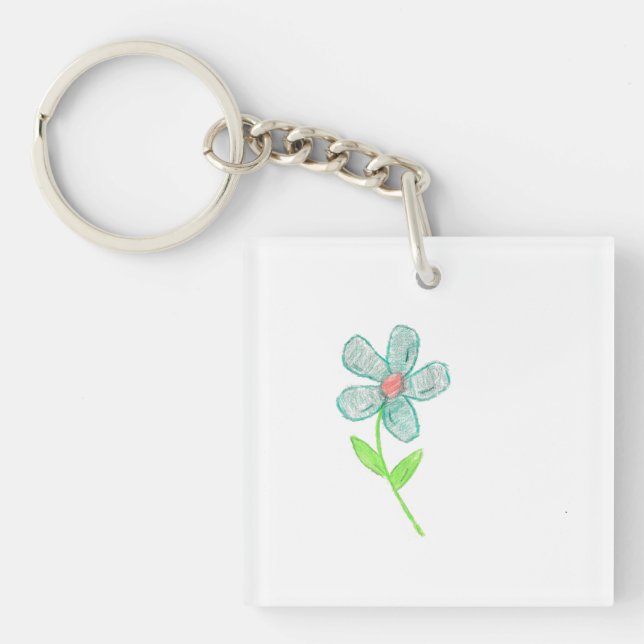 Blue Flower  Key Ring (Front)