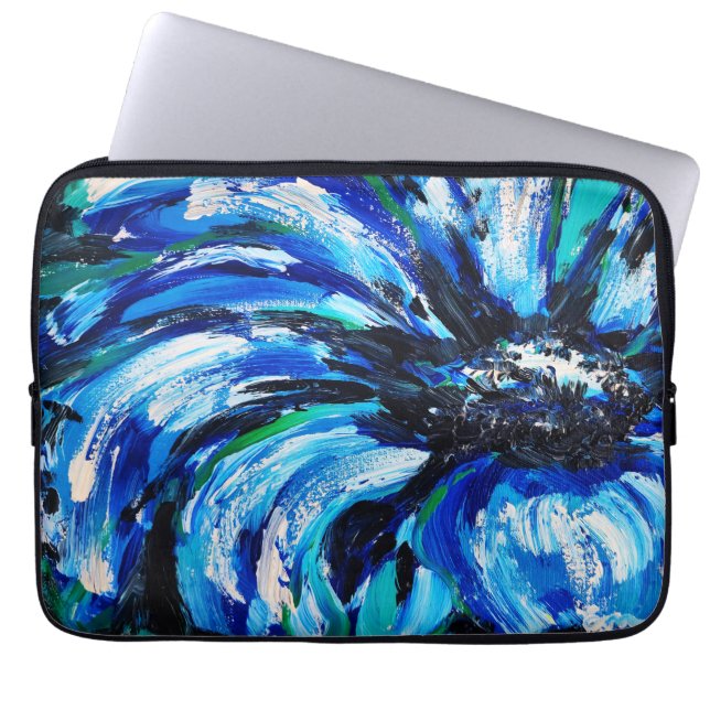 Blue flower laptop sleeve (Front)
