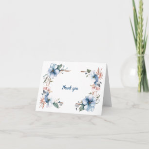 Blue Flower Lines: Wedding Thank You Card
