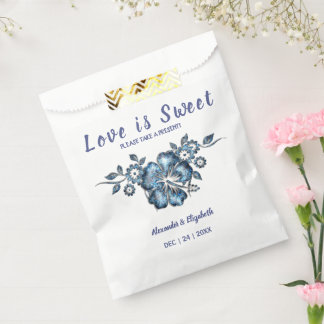 Blue Flower Love is Sweet Wedding Present  Favour Bags