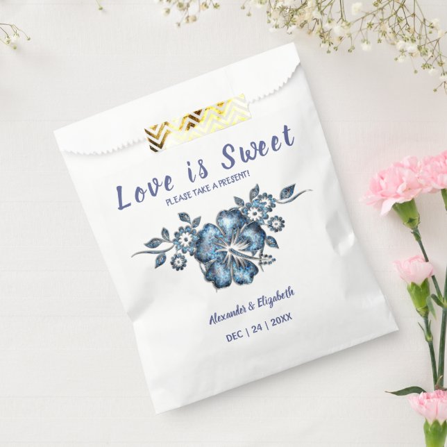 Blue Flower Love is Sweet Wedding Present  Favour Bags (Sealed)