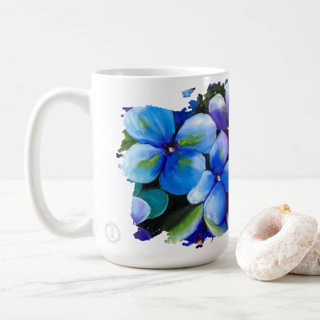 Blue flower Love is the answer love mug (With Donut)