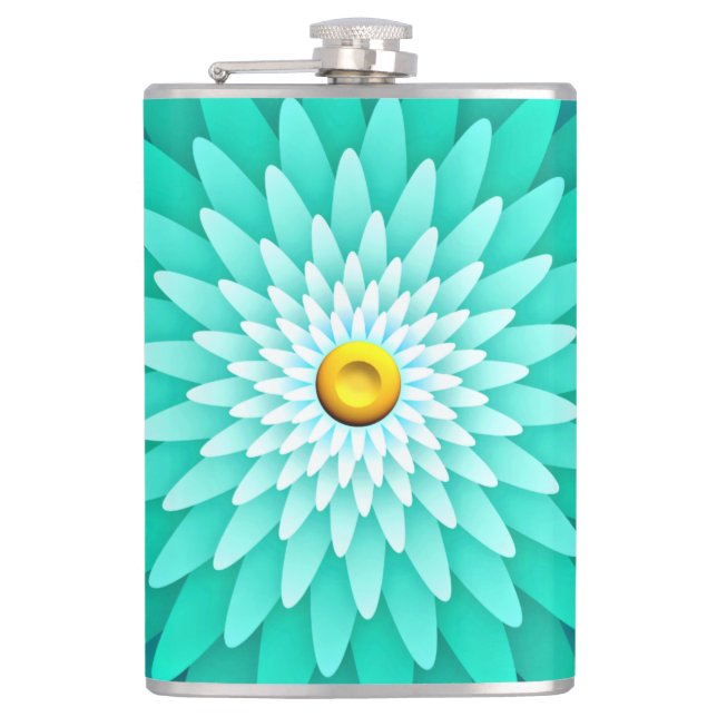 Blue Flower Mandala-68566 Hip Flask (Front)