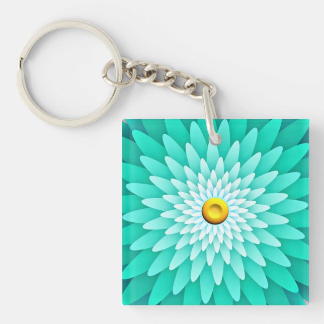 Blue Flower Mandala-68566 Key Ring (Front)