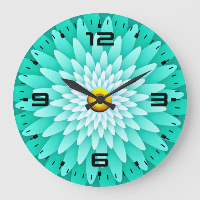 Blue Flower Mandala-68566 Large Clock (Front)