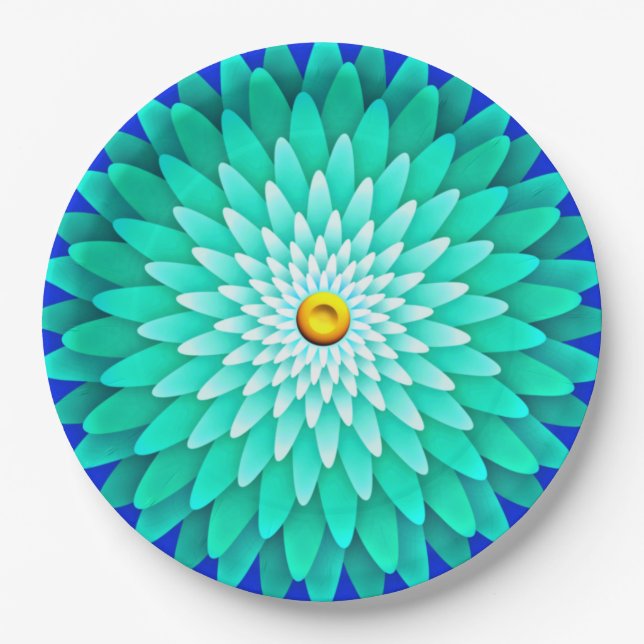 Blue Flower Mandala-68566 Paper Plate (Front)
