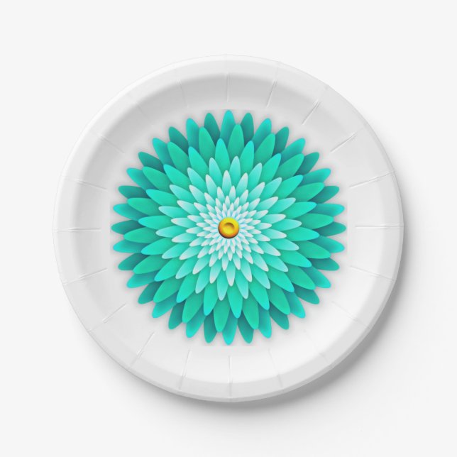 Blue Flower Mandala-68566 Paper Plates (Front)
