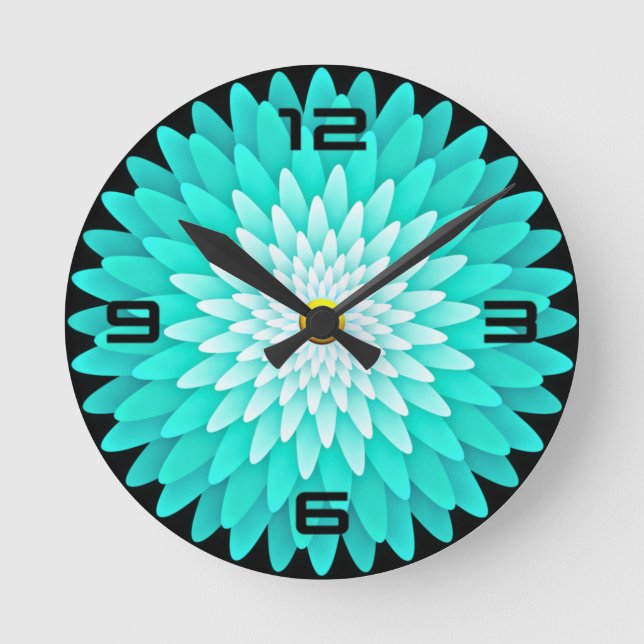 Blue Flower Mandala-68566 Round Clock (Front)