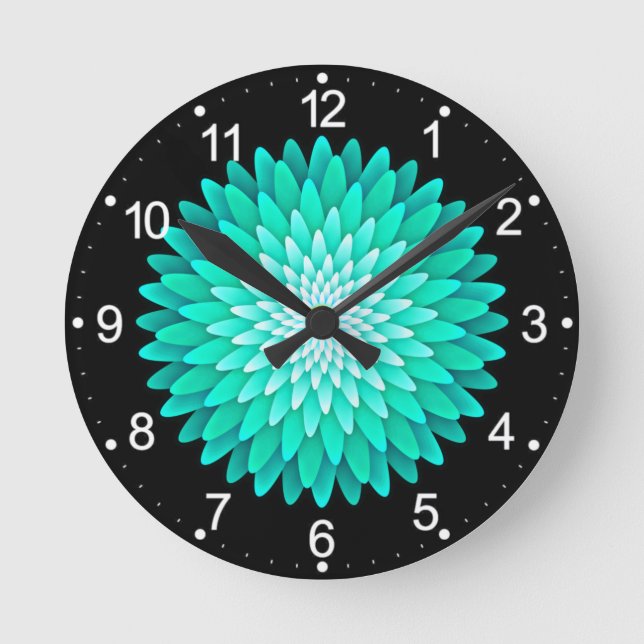 Blue Flower Mandala-68566 Round Clock (Front)
