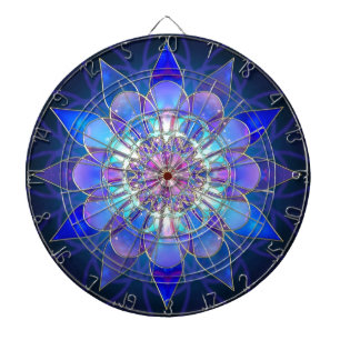 Blue Flower Mandala Fractal Dartboard