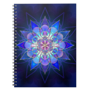 Blue Flower Mandala Fractal Notebook