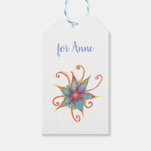 Blue Flower Mandala Personal Custom Gift Tags