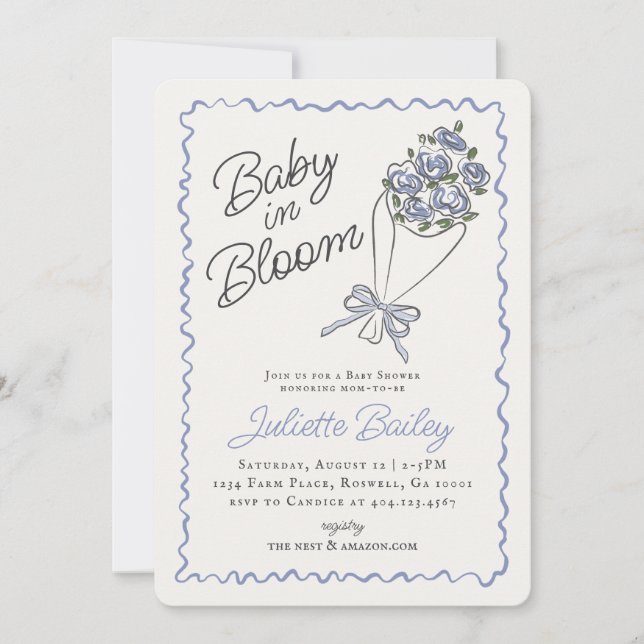 Blue Flower Market Farm Baby Shower Invitation (Front)