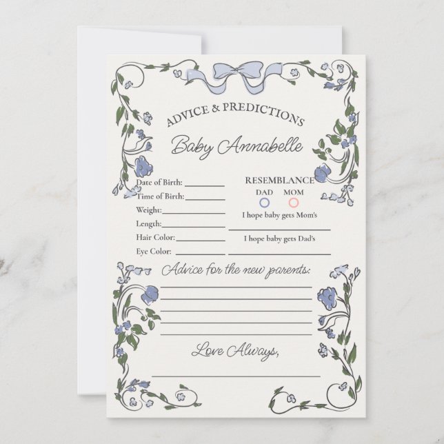 Blue Flower Market Fresh Floral Advice for Baby Invitation (Front)