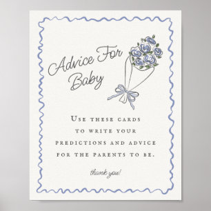 Blue Flower Market Fresh Floral Advice for Baby Poster