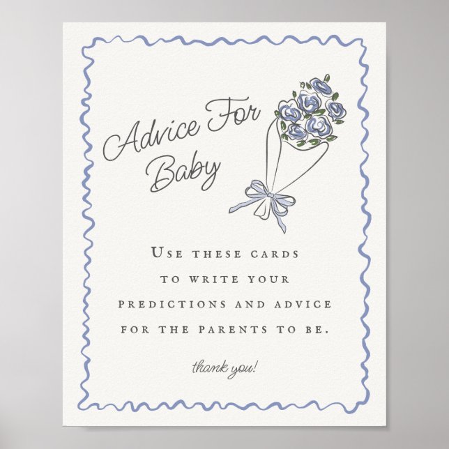 Blue Flower Market Fresh Floral Advice for Baby Poster (Front)