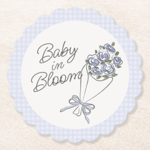 Blue Flower Market Fresh Floral Baby Shower Paper Coaster