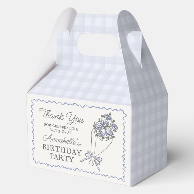Blue Flower Market Fresh Floral Birthday Party Favour Box (Back)