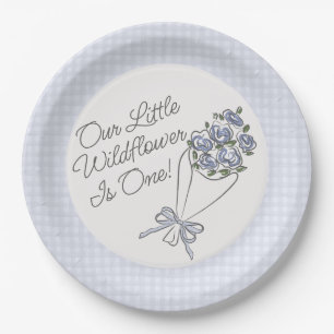 Blue Flower Market Fresh Floral Birthday Party Paper Plate