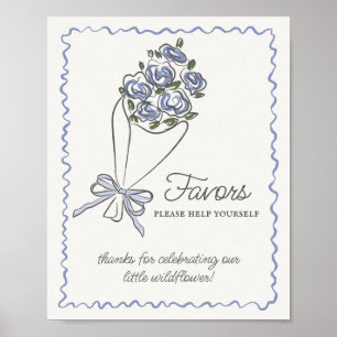 Blue Flower Market Fresh Floral Favours Sign