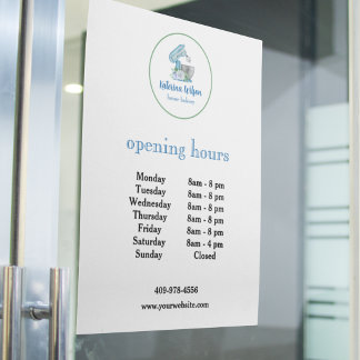 Blue Flower Mixer Business Opening Hours  Poster