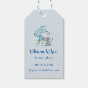 Blue Flower Mixer Logo Brand Gift Tags