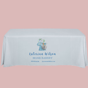 Blue Flower Mixer Small Bakery Logo Brand Banner Tapestry