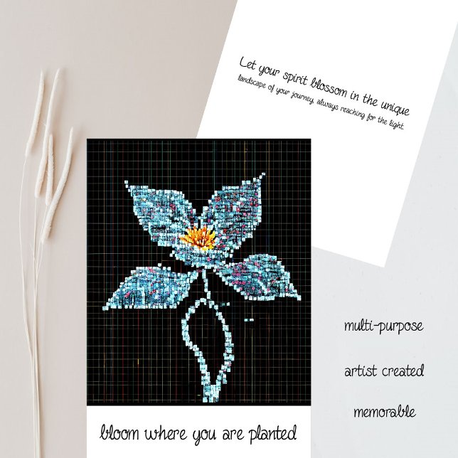 Blue Flower | Modern Pixels | Bloom Where Planted (An Artistic Application to the Interpretation of Floral Beauty - Award Winning Canvases Become Cards)