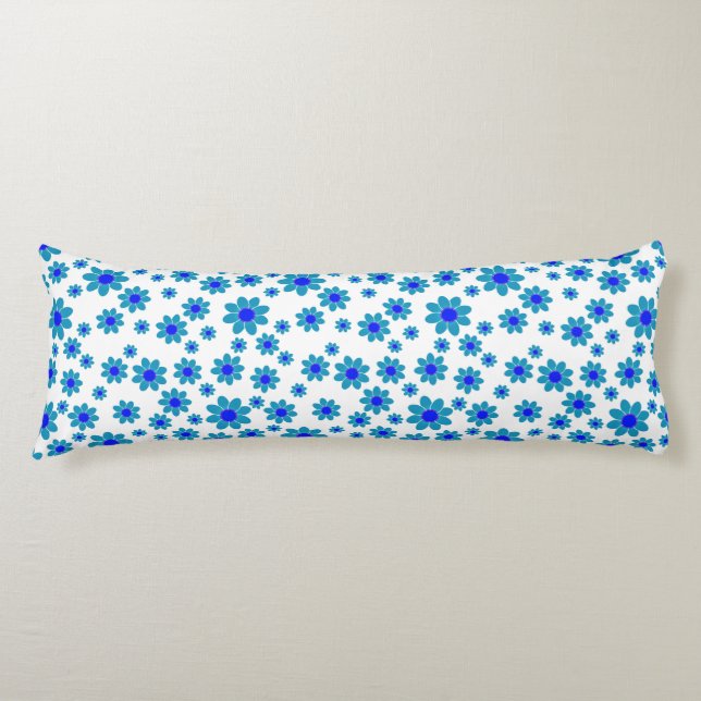 Blue Flower Motif | Daisy Pattern Body Cushion (Front)