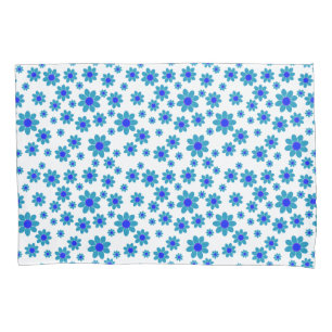 Blue Flower Motif Daisy Pattern Pillowcase