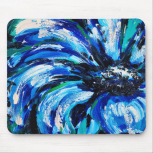 Blue flower mouse mat