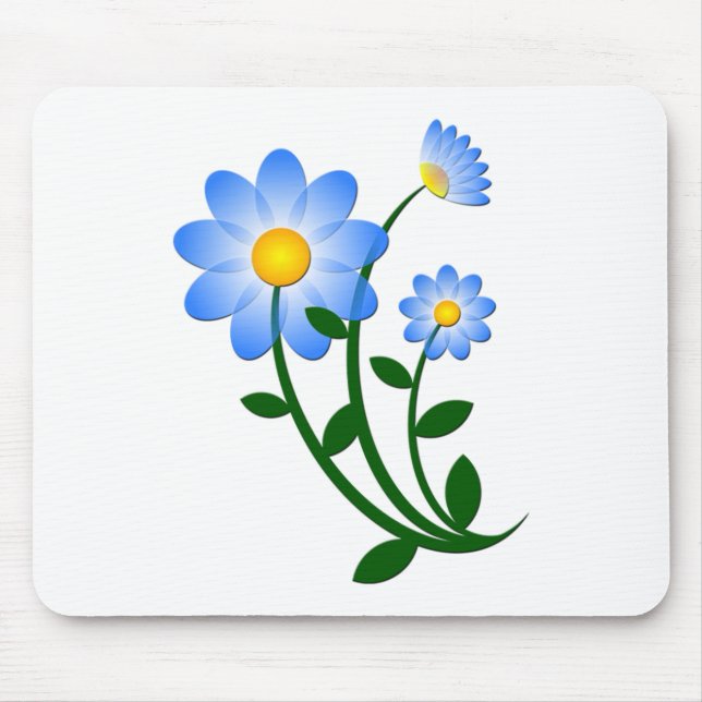 Blue Flower Mouse Mat (Front)