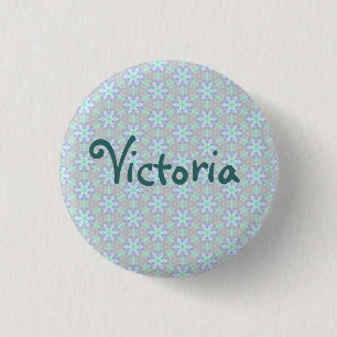 Blue Flower Name badge button pin