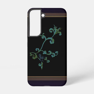 Blue flower On Black  Samsung Galaxy Case