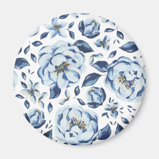 Blue flower painting magnet