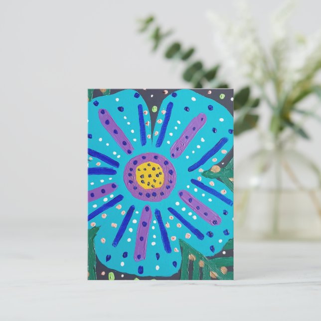 Blue Flower Painting  Postcard (Standing Front)